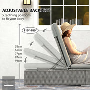 Rattan Sun Lounger with Adjustable Backrest and Padded Seat for Garden Relaxation, Light Grey Outsunny