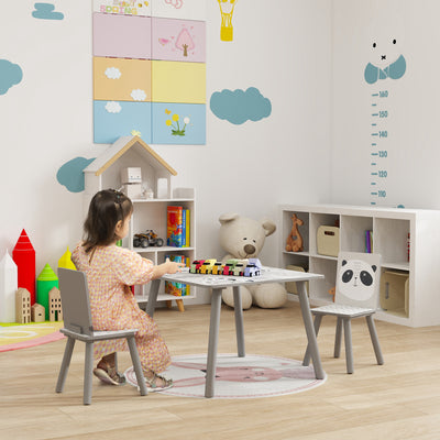 Grey Kids Table and Chair Set with 2 Chairs for Ages 3-8 Years by ZONEKIZ