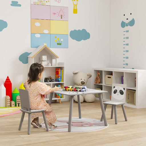 Grey Kids Table and Chair Set with 2 Chairs for Ages 3-8 Years by ZONEKIZ