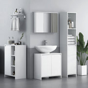 Under Sink Bathroom Cabinet With Shelf and Double Doors Freestanding Design, White