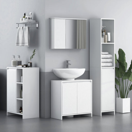 Under Sink Bathroom Cabinet With Shelf and Double Doors Freestanding Design, White