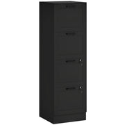 4 Drawer Lockable Filing Cabinet With Adjustable File Bars For Office Organisation Black