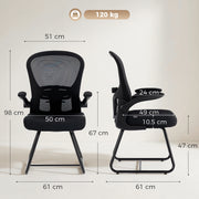 Desk Chair with Flip Up Arms for Easy Under Desk Storage Black Homcom