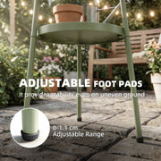 Small Garden Side Table with Two Tiers for Drinks and Books Light Green Outsunny