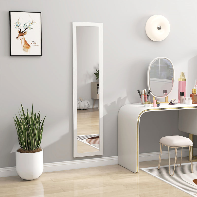 Full Length Wall Mirror 37 x 157 cm With Slim Frame For Bedroom Or Hallway White AOSOM