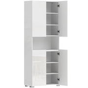 Tall Cupboard For Kitchen Storage with Adjustable Shelves and Soft Close Doors Modern White High Gloss 68x34x180cm Homcom