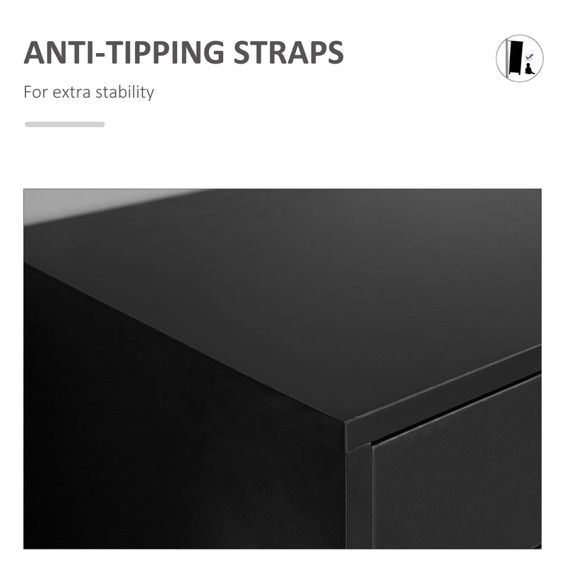 Mobile 7 Drawer Filing Cabinet for Home Office Storage with Lockable Wheels, Black