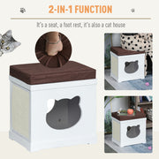 Cat House Bed with Soft Cushion and Removable Scratching Pad for Small Cats White AOSOM