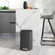 Black 12L Metal Kitchen Bin with Modern Boxy Design by HOMCOM