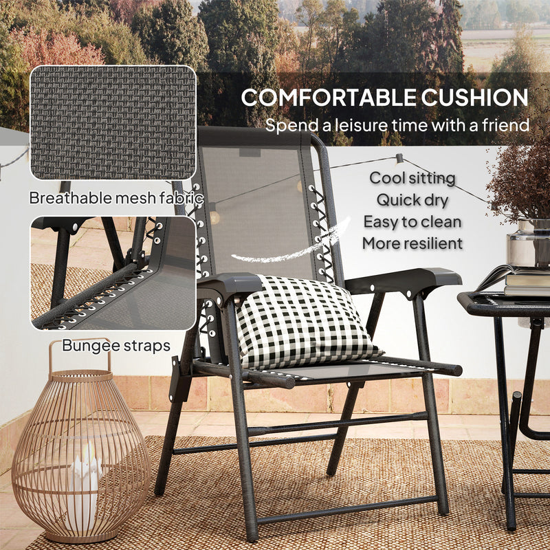 Three Piece Garden Table and Chair Set Black Weather Resistant by Outsunny