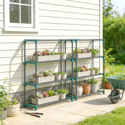 4 Tier Steel Plant Stand Set for Indoor or Outdoor Space Saving Display Dark Green Outsunny