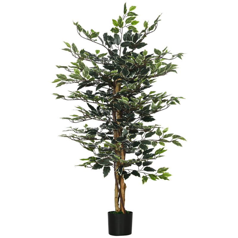 130cm Tall Artificial Ficus Tree with Natural Trunks for Indoor or Outdoor Display Green