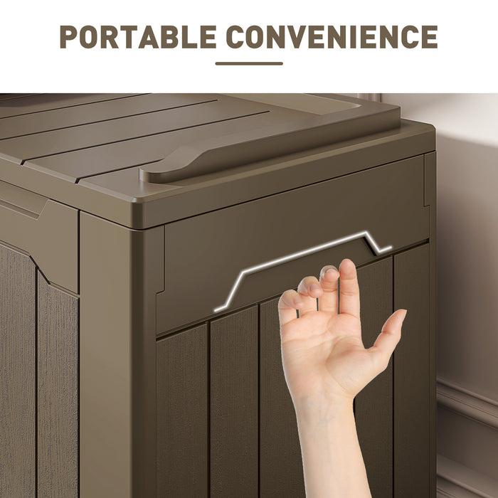 Dark Brown 107L Plastic Storage Chest with Lid for Indoor and Outdoor Use by HOMCOM