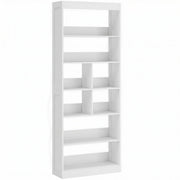 Bookshelf with 4 Shelves and Cubes for Organising Books and Decor White Homcom
