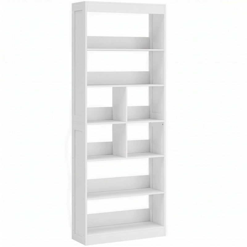 Bookshelf with 4 Shelves and Cubes for Organising Books and Decor White Homcom