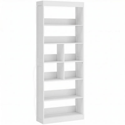 Bookshelf with 4 Shelves and Cubes for Organising Books and Decor White Homcom