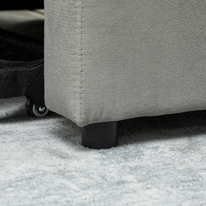 Light Grey Velvet Feel Two Seater Sofa Bed with Cushioned Backrest by HOMCOM