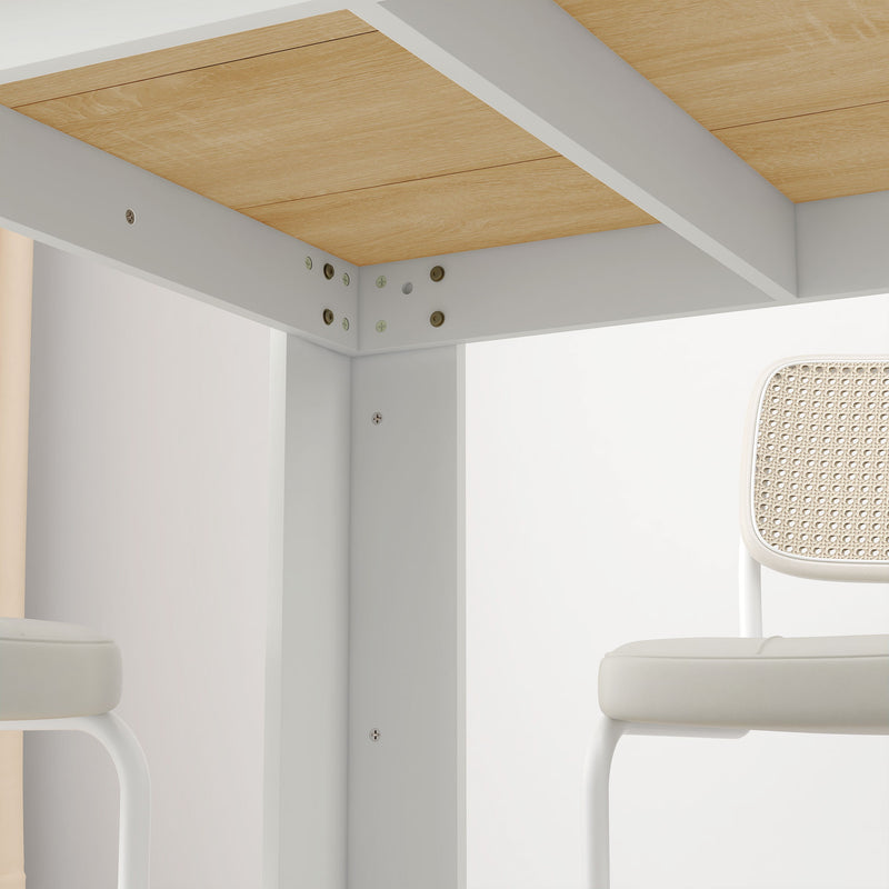 Dining Table for Small Spaces Seats 6 Easy Clean Wood Effect Oak White AOSOM