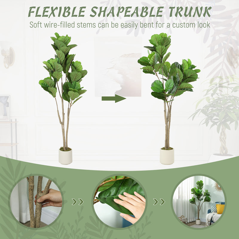 150cm Artificial Ficus Tree With Realistic Leaves For Home Or Office Decor Green