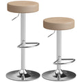 Adjustable Backless Bar Stools Set of 2 for Space Saving Kitchen Island Seating Brown Homcom