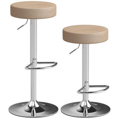 Adjustable Backless Bar Stools Set of 2 for Space Saving Kitchen Island Seating Brown Homcom