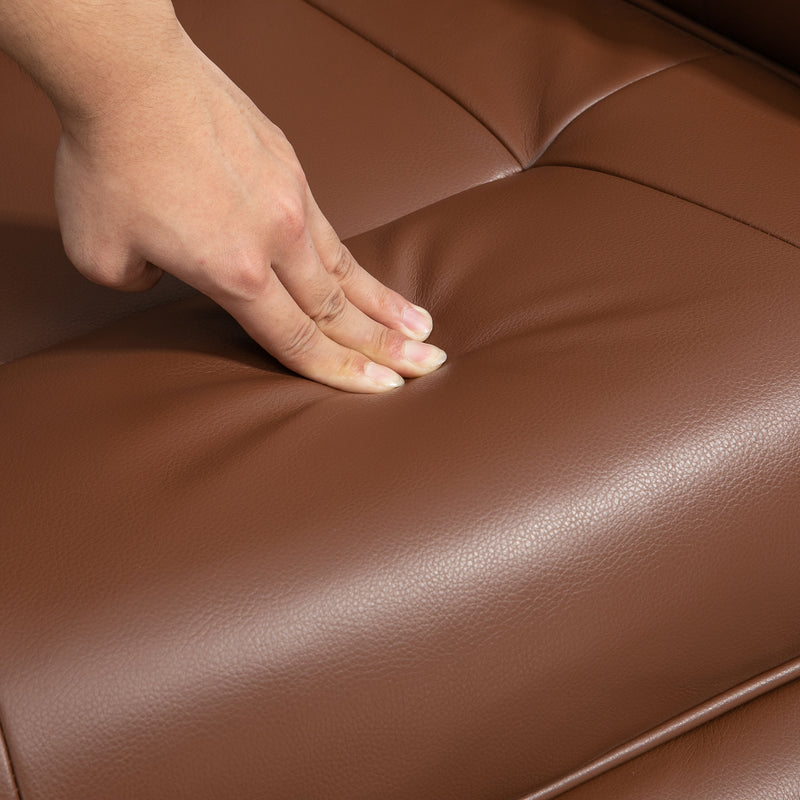 Reclining Faux Leather Armchair with Footrest and 145 Degree Backrest for Lounge Comfort Brown