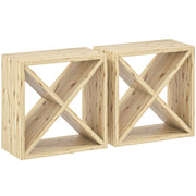 Set of 2 Wooden Wine Racks for 24 Bottles Each Ideal for Tabletop Storage Natural Wood AOSOM