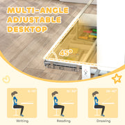 Height Adjustable Kids Study Desk With Tilt Top Storage Hutch And Pegboard Natural AOSOM