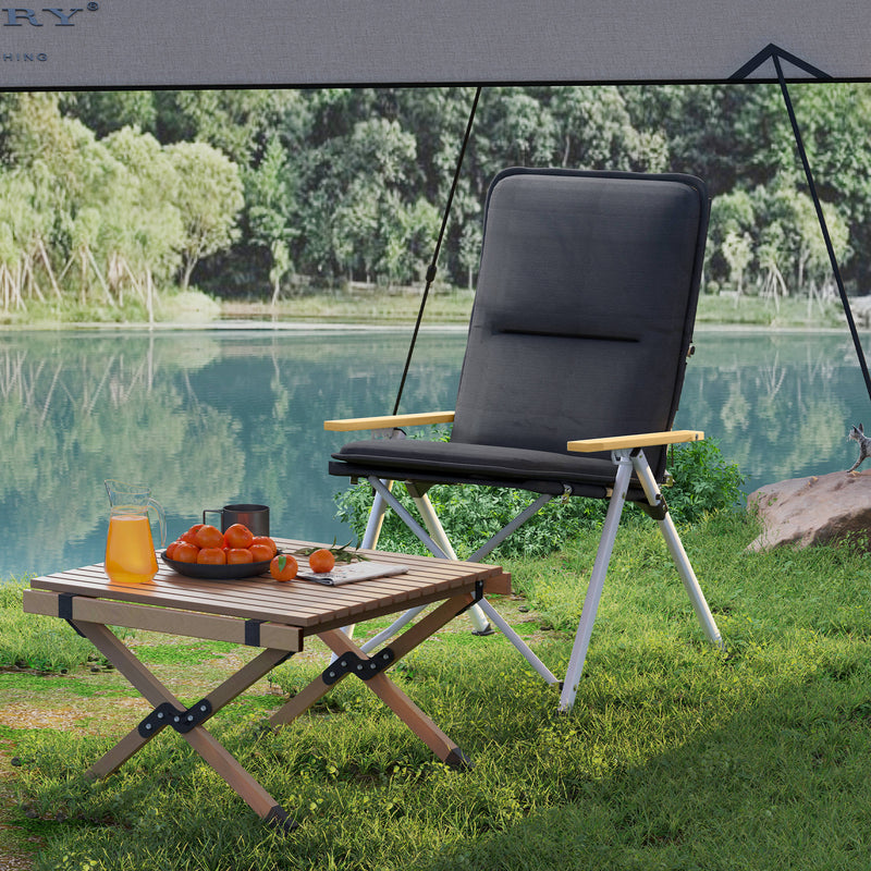 Adjustable Folding Camping Chair with Padded Seat and Backrest Support Black