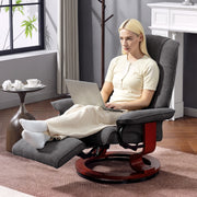 Reclining Swivel Lounge Chair With Padded Footrest For Home Office Comfort Grey