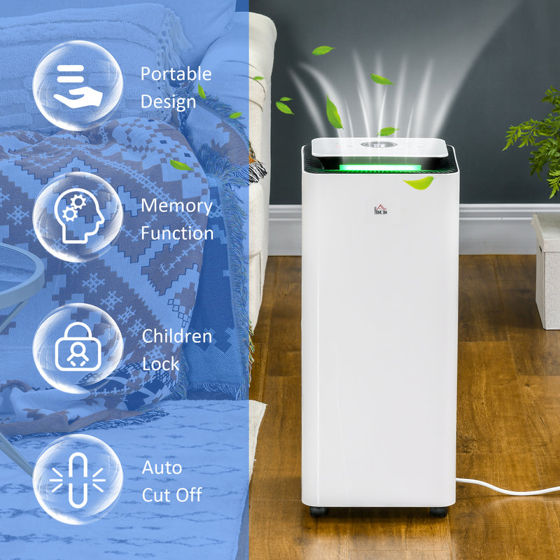 Portable 16L Dehumidifier with Air Purifier and Timer for Home Laundry Use, White