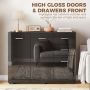 Sideboard with Drawers and Cupboards for Organised Home Storage High Gloss Black AOSOM