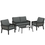 4-Piece Rattan Garden Furniture Set with Loveseat, Armchairs and Coffee Table — Dark Grey or Light Grey Outsunny