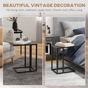 C Shape Bedside Table with Wood Effect Top Ideal for Small Spaces or Sofa Side, Black