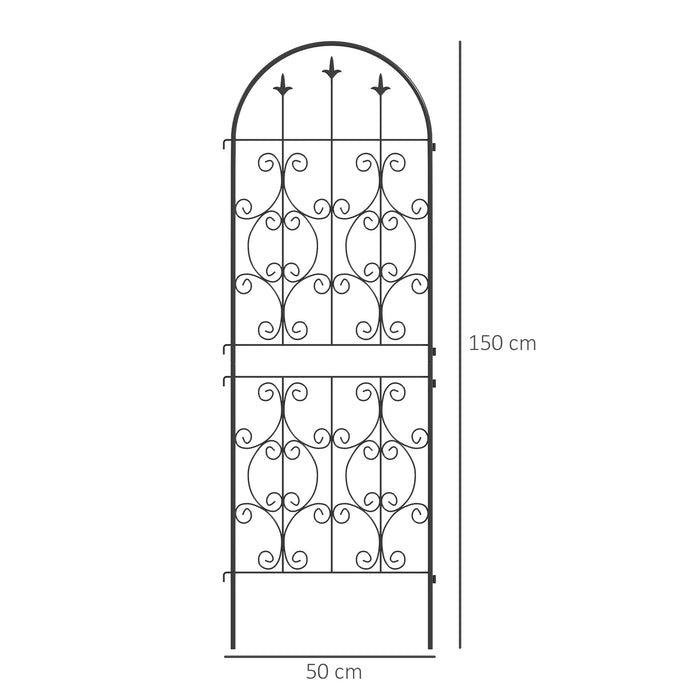 Set of 2 Metal Garden Trellis Panels for Climbing Plants Flowers and Vines 150 x 50 cm by Outsunny