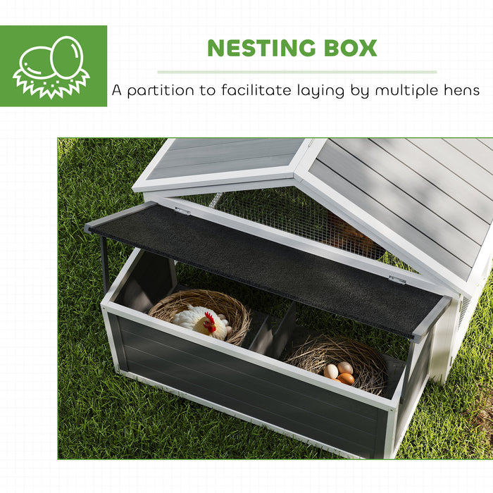 White Wooden Chicken Coop With Nesting Box and Openable Roof for 4-8 Chickens by PawHut