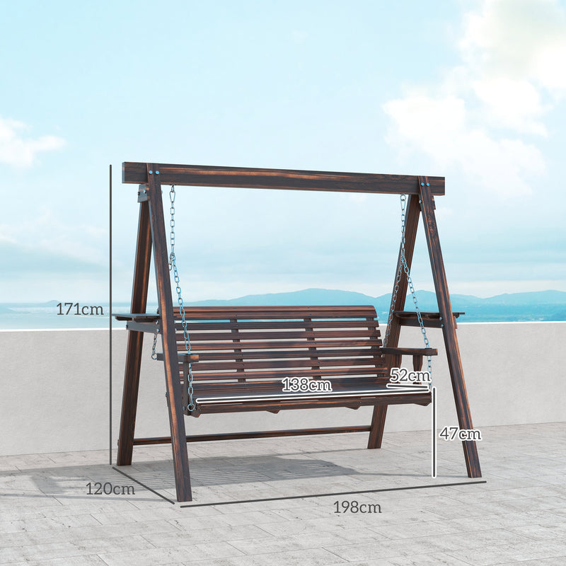 Three Seater Wooden Garden Swing Bench Sturdy Outdoor Seat by Outsunny