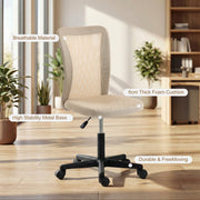 Compact Mesh Office Chair for Small Home Offices with Adjustable Height Beige AOSOM