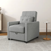 Single Sofa Bed Chair with Linen Look Fabric Ideal for Small Spaces Light Grey