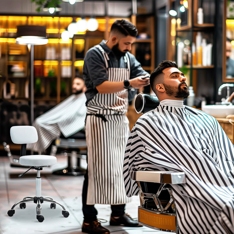 White 360 Degree Swivel Salon Stool with Adjustable Height by HOMCOM