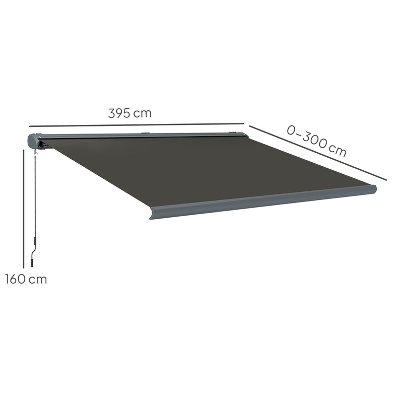 Dark Grey 4 x 3m Electric Retractable Awning with Remote Control and UPF50+ Canopy by Outsunny