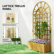 Wooden Raised Garden Planter With Trellis Ideal For Climbing Plants And Herbs Natural Outsunny