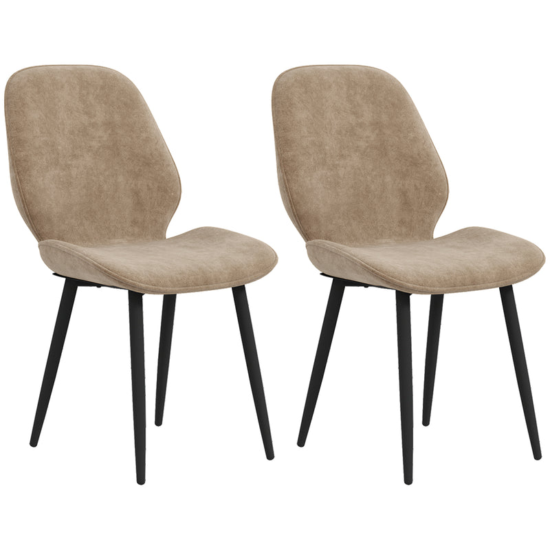 Set of 2 Velvet Dining Chairs with Sturdy Metal Legs Ideal for Dining Room Use Light Brown