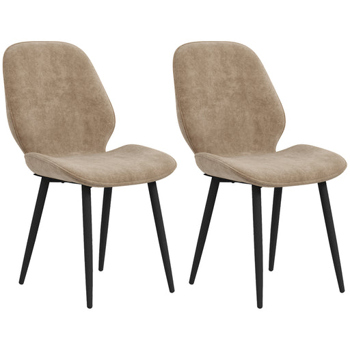Set of 2 Velvet Dining Chairs with Sturdy Metal Legs Ideal for Dining Room Use Light Brown