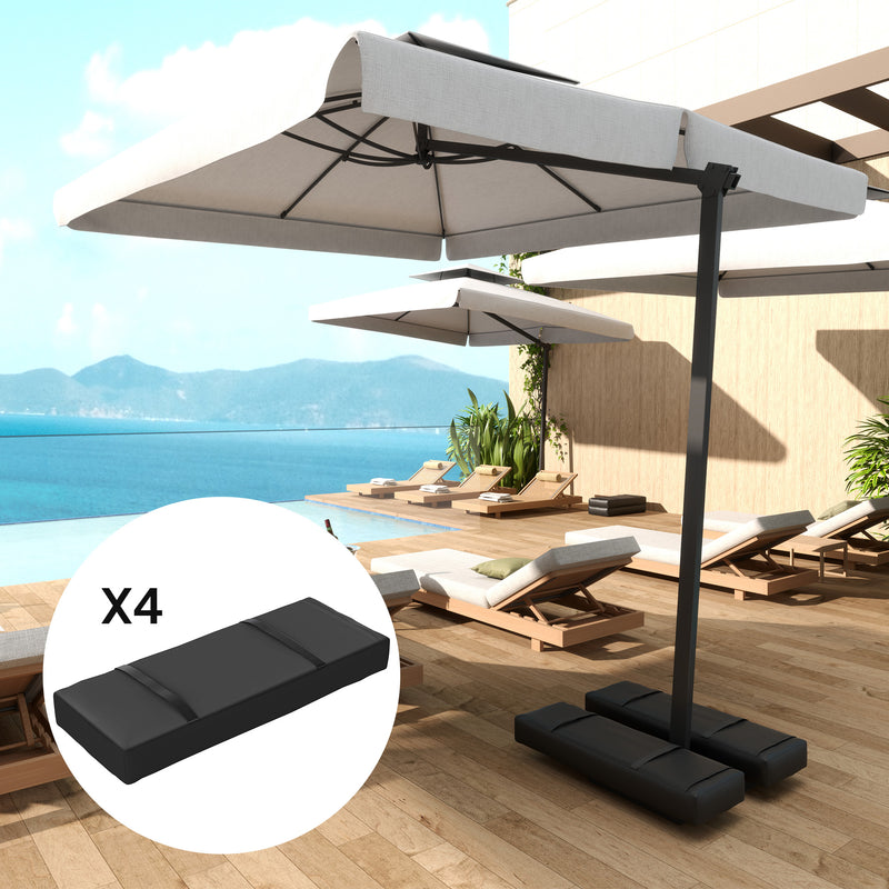 Set of 4 Black Parasol Base Weights 25kg Fillable Sandbags With Handles by Outsunny