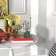 2 Seater Dining Table with Steel Base and Anti Slip Feet for Small Spaces White and Grey