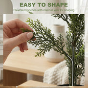 Artificial Cypress Trees Set of 2 for Low Maintenance Front Door Display Green Homcom