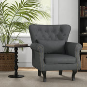 Chesterfield Style Accent Armchair With Tufted Back Ideal For Living Room, Grey
