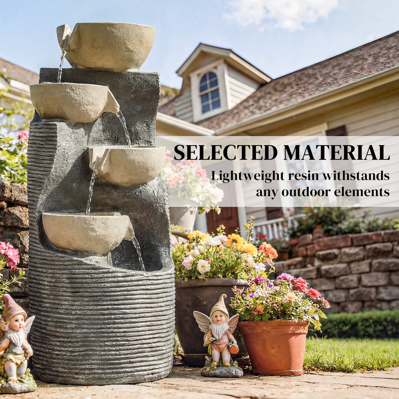 Water Fountain with LED Lights for Relaxing Indoor or Garden Spaces Stone Effect Outsunny