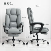 Reclining Faux Leather Swivel Office Chair with Adjustable Backrest for Home Work Black